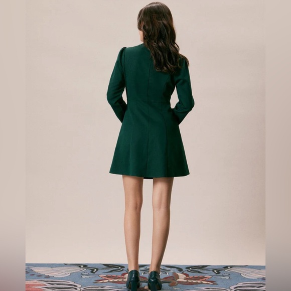 NWT RIHOAS The Green V Neck Button Shirt Mini Dress - Picture 6 of 8